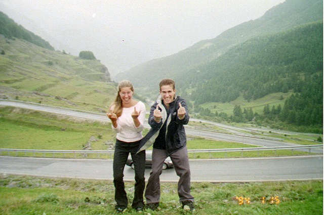 Rolpa (640Wx426H) - Me and my sister on our trip to Europe. suprised the camera man with a colorful display of hand gestures 